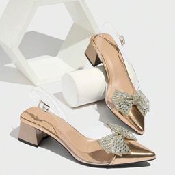 PURPLEHUNT Women Embellished PU Block Sandals With Bow-44