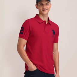 U.S. Polo Assn. Men Brand Logo Solid Slim Fit Pure Cotton T-shirt-image-50