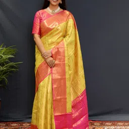 WINKLECART Woven Design Zari Silk Blend Kanjeevaram Saree-image-43