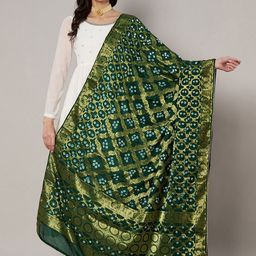 MUFFLY Bandhani Printed Gharchola Silk Dupatta-image-16