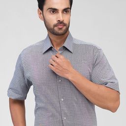 Raymond Men Spread Collar Textured Solid Cotton Formal Shirt-image-86