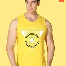 WOOSTRO Pack Of 2 Printed Pure Combed Cotton Gym VestsVWS26(BKLN ORANGE)(98 YELLOW)-image-44