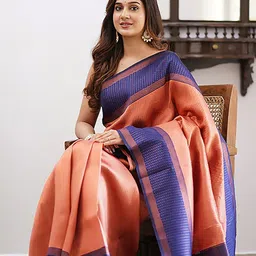 AMRUTKALA SAREES Woven Design Checked Zari Banarasi Saree-image-64