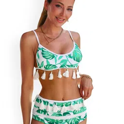 ANGEL CROSHET Women Tropical Printed High Waist Swim Bikini Set-image-51