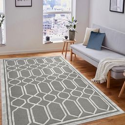 saraswatii global Lineation Grey & Off White Geometric Printed Tufted Woollen Carpet-5