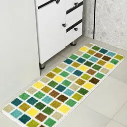 Saral Home Green & Blue Mosaic Print Anti Skid Runner-16