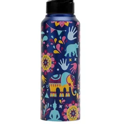 Voik Blue Single Stainless Steel Printed Water Bottle-image-59