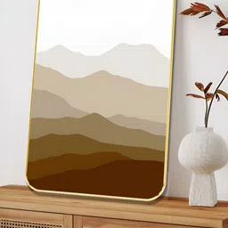 SAF White & Grey Minimalist Mountain Landscape Sparkle Wooden Wall Art-image-87
