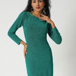 Globus Women Embellished Round Neck Puff Sleeve Mini Sheath Dress-picture-21