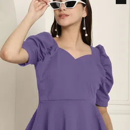 Tromko Women Pack Of 2 Sweetheart Neck Puff Sleeve Peplum Top-picture-24