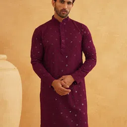 SOJANYA Men Geometric Embroidered Thread Work Kurta-image-61