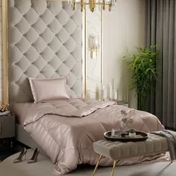 Stoa Paris Champagne Solid 3 Piece Single Regular Bedding Set-28