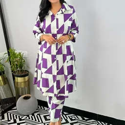 KALINI Women Geometric Printed Kurta with Trousers-picture-41