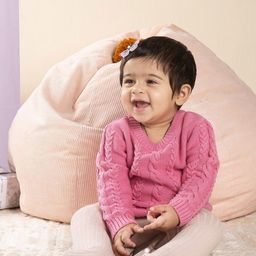 THE BABY TRUNK Girls Cable Knit Self Design Woollen Pullover-image-17