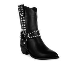London Rag Women Stone Studded Harness Detail Round Toe Chelsea Boots-12