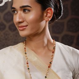 Jazz and Sizzle Brass Gold-Plated Stone Studded & Beaded Necklace-50