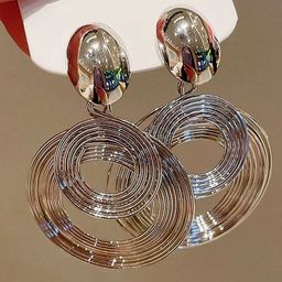 PASU FASHION Silver-Plated Contemporary Drop Earrings-34