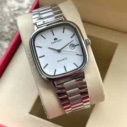 EMPERO Unisex Rectangle Metal Strap With Date Display Analog WatchEAB222 White Dial Date image 5