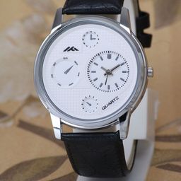VIRAKTI Men Brass Dial & Leather Straps Analogue Watch WATH5HBT958T5AYH-18