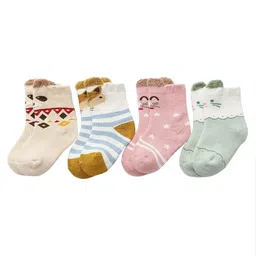 SYGA Infants Pack Of 4 Kids Cotton Calf-Length Socks-10