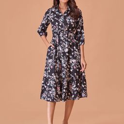 Fashfun Floral Print Fit & Flare Midi Dress-picture-29