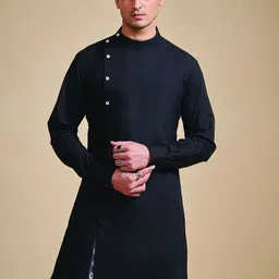 RR Blue Men Striped Thread Work Anarkali Kurta-image-46