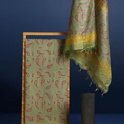 Taavi Paisley Block Printed Pure Silk Unstitched Dress Material-image-82