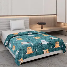 Monte Carlo Green & Brown Printed AC Room 300 GSM Single Bed Blanket-image-18