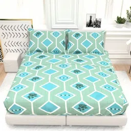 THE WHITE MOSS Blue 210 TC Queen Bedsheet with 2 Pillow Covers-picture-24