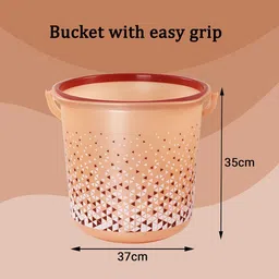 Kuber Industries Brown & Orange-Coloured Multi Purpose Bucket With Handle- 24 ltr image 3