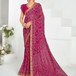 Anouk Rustic Bandhani Zari Pure Chiffon Bandhani Saree-1