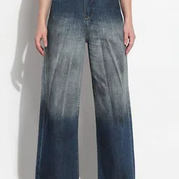 SHOWOFF Women Wide Leg High-Rise Heavy Fade Embellished Jeans-image-38