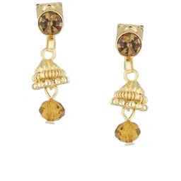FirstBlush Gold-Plated Cubic Zirconia Studded Clip On Dome Shaped Jhumkas-image-79