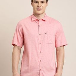 Turtle Micro Ditsy Printed Spread Collar Relaxed Slim Fit Cotton Tencel Casual Shirt-image-57