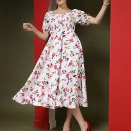 Chemistry Floral Print Puff Sleeve Crepe Fit & Flare Maxi Dress-picture-12