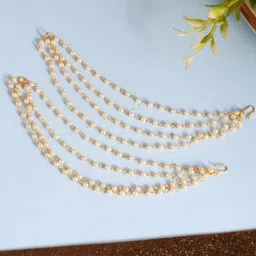 Anouk Gold Plated Pearls Beaded Layered Classic Ear Chains-2