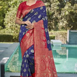 RASVRITI Woven Design Zari Art Silk Banarasi Saree-image-50