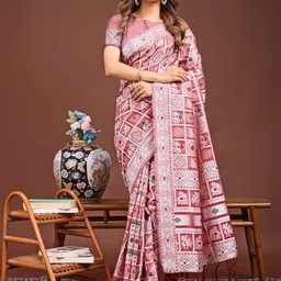 LeeliPeeri Checked Zari Linen Blend Designer Saree-30