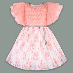 Wish Karo Girls Floral Print Flared Sleeve Fit & Flare Dress-image-55