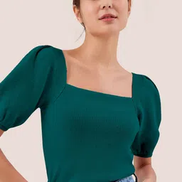 The Cloth Crow Women Puff Sleeve Cotton Top-picture-36