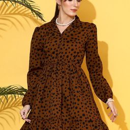 De La Moda Polka Dot Print Crepe Shirt Dress-picture-25
