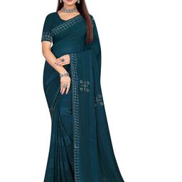 shree krishna fashion Floral Beads and Stones Poly Chiffon Leheriya Saree-picture-36