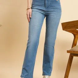 Mast & Harbour Women Straight Fit High-Rise Light Fade Cotton Non Stretchable Jeans-image-50