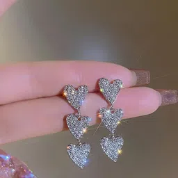 AKISON JEWELS Alloy Artificial stone Heart Shaped Drop Earrings-image-78