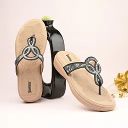 The Roadster Lifestyle Co Women Embellished Laser Cut Comfort Open-Toe Flats-image-30