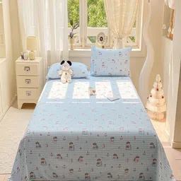 JC HOME Blue & White Printed 140 TC Super King Bedsheet Set- 2.30 m x 2.50 m-picture-14