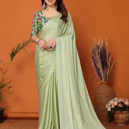 Shee Star Striped Saree With Blouse Piece-image-20
