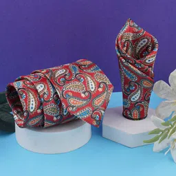 CALIXTO Men Paisley Printed Satin Necktie with Matching Pocket Square Gift Set-image-90