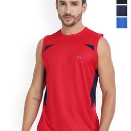 FTX Pack Of 4 Colourblocked Round Neck Gym Vests-picture-14