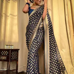 AMRUTKALA SAREES Woven Design Zari Silk Blend Banarasi Saree-picture-35